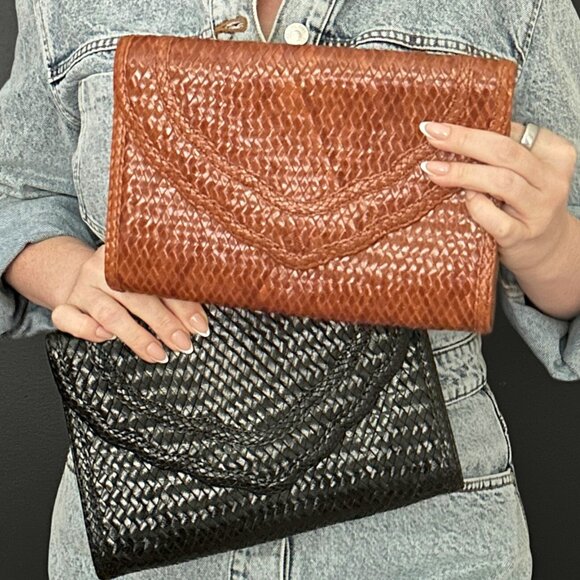 Yves Saint Laurent Vintage Woven Braided Leather Clutch - Picture 9 of 9